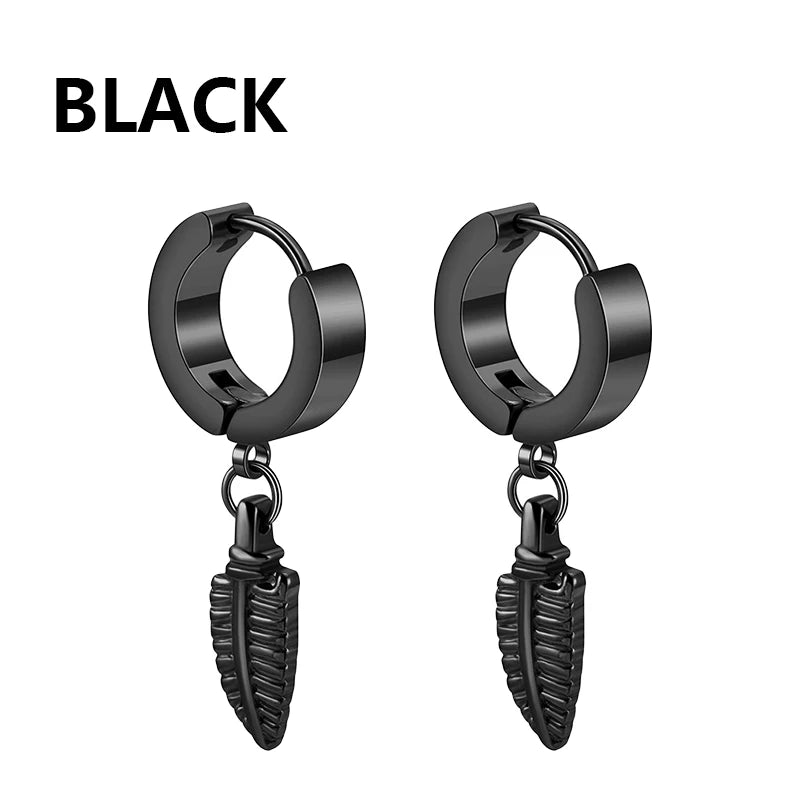 Punk Stainless Steel Stud Earrings Set | Unisex Hip Hop Piercing Jewelry lifestyle view