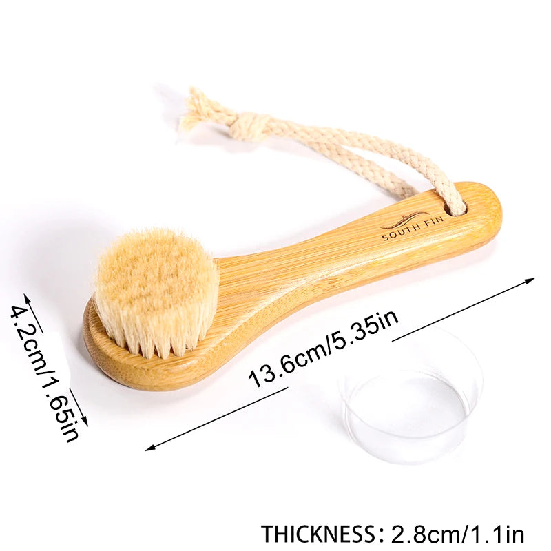 Natural Bamboo Facial Cleansing Brush | Soft Horse Hair Deep Clean Face Brush additional angle