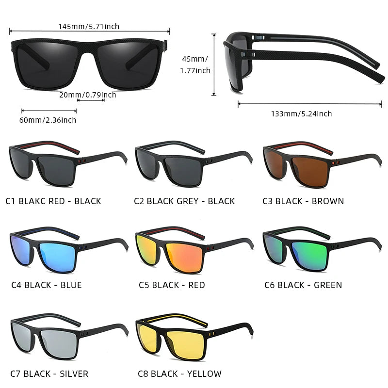 Fashion Square Polarized Sunglasses Men Women Stylish Sports Sun Glasses Male Trendy Outdoor Fishing Driving Cycling Shades