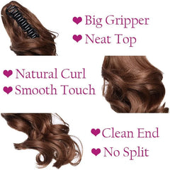 10Inch Synthetic Short Wavy Curly Ponytail Claw Clip in Hair Extension Brown Blonde Bl close-up view