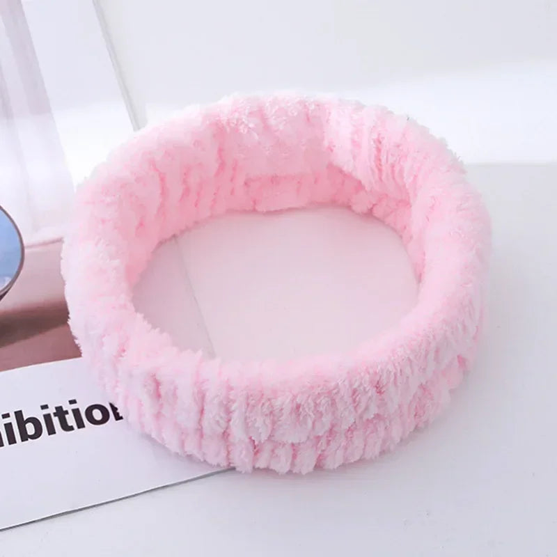 Soft Coral Fleece Headband Women Makeup Wash Face Spa Elastic Hair Band Fashion Female Girls Hair Accessories Wrist Washband