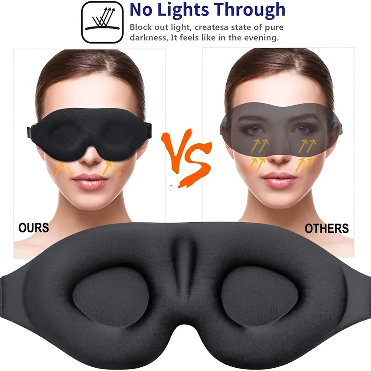 3D Contoured Sleep Mask | Light Blocking Eye Cover for Men and Women close-up view