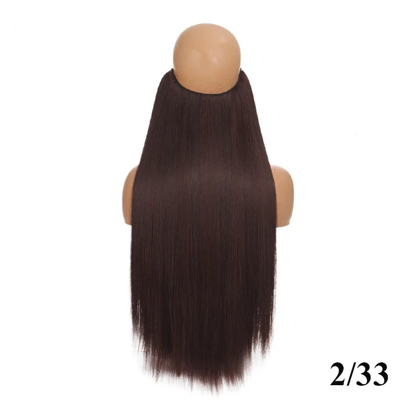 Fish line hair extension piece | 40cm 50cm 60cm straight and curly daily wear for women detail view