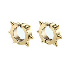 2/4pcs Punk Style 316L Stainless Steel Spine Earring,Clip On Non Piercing Hoop Earring close-up view