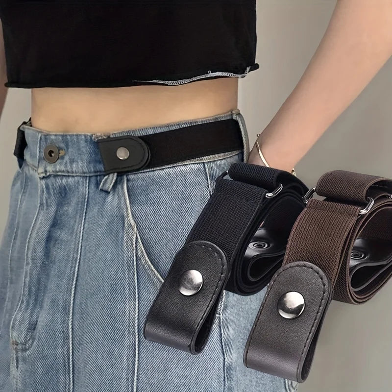 Simple And Fashionable Women'S Belt Elastic Lazy Men'S Belt Woven Invisible And Seamless Unisex Jean