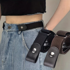 Simple And Fashionable Women'S Belt Elastic Lazy Men'S Belt Woven Invisible And Seamless Unisex Jean