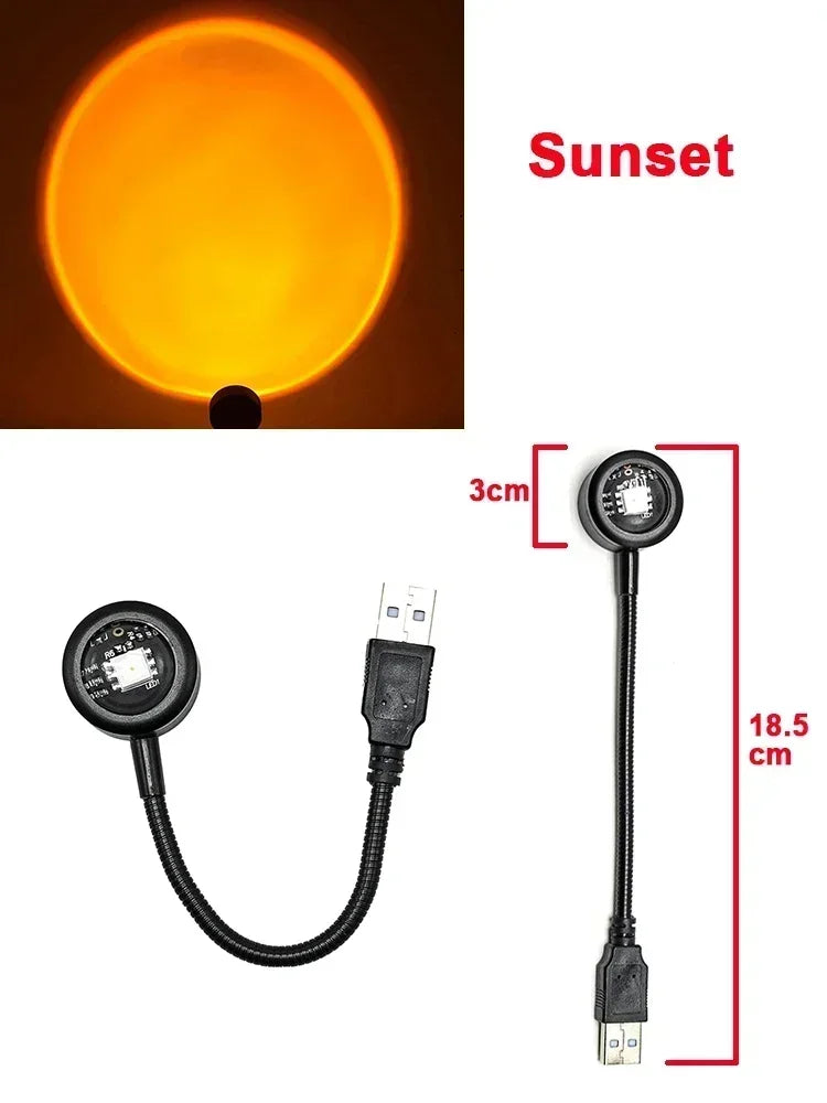 LED USB Sunset Lamp Projector | Home Party Decor Night Atmosphere Light for Bedroom Li close-up view