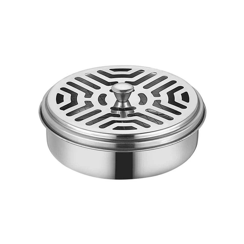 Stainless Steel Mosquito Coil Holder with Cover | Round Mosquito Coil Tray additional angle