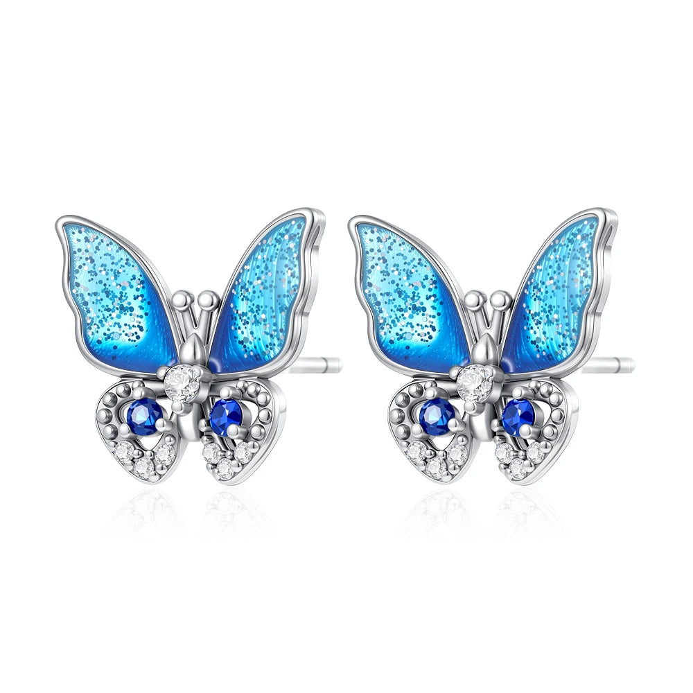 2026 New 925 Silver Elephant Cherry Blossom Butterfly Heart Earrings, a delicate choi lifestyle view