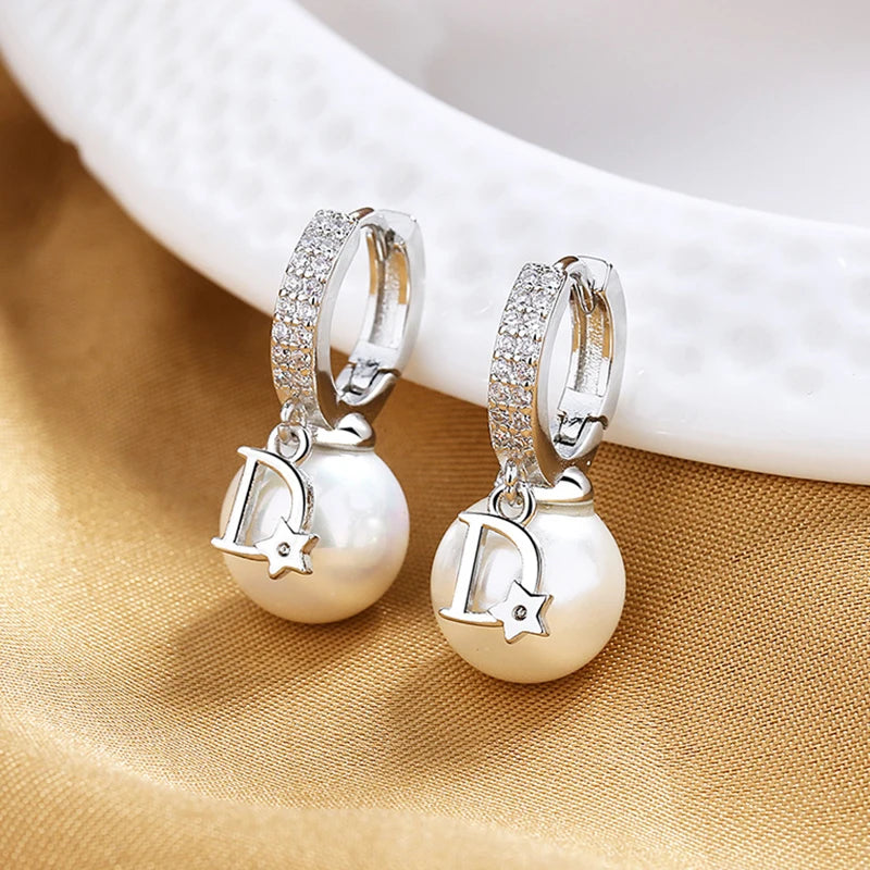 Pearl Hoop Earrings for Women | Light Luxury Fashion Jewelry alternate view
