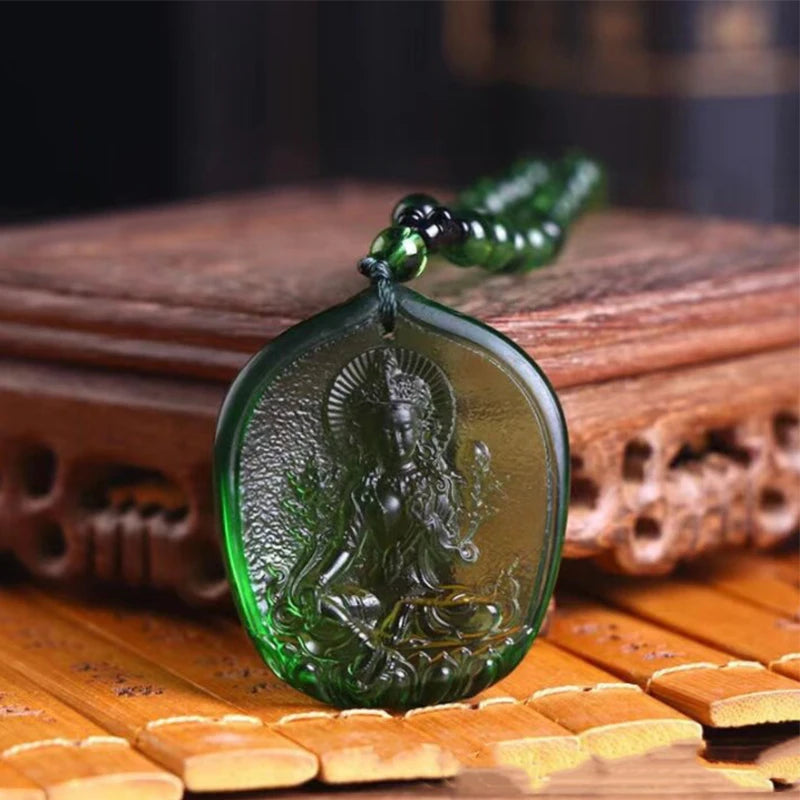Handcrafted Buddhist Mala Bead Necklace | Stone Buddha Pendant alternate view