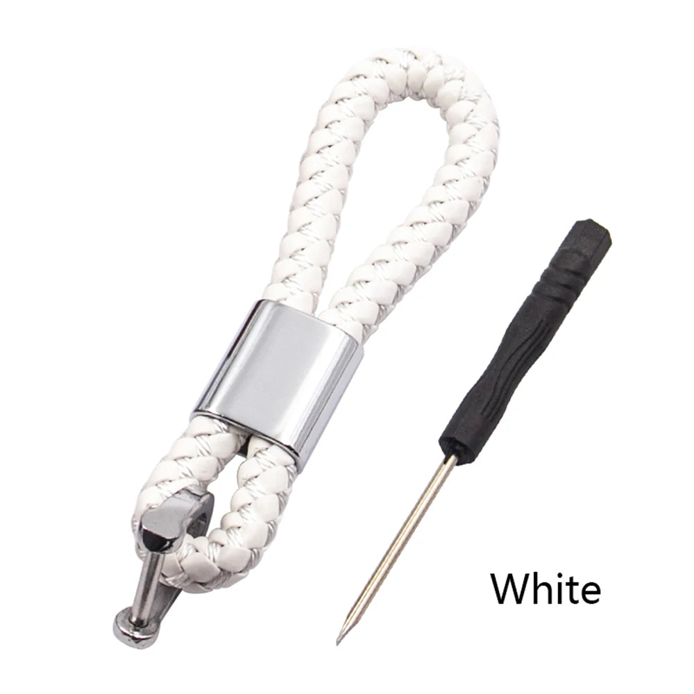 Handwoven Leather Car Keychain | Retro Horseshoe Buckle Key Ring lifestyle view