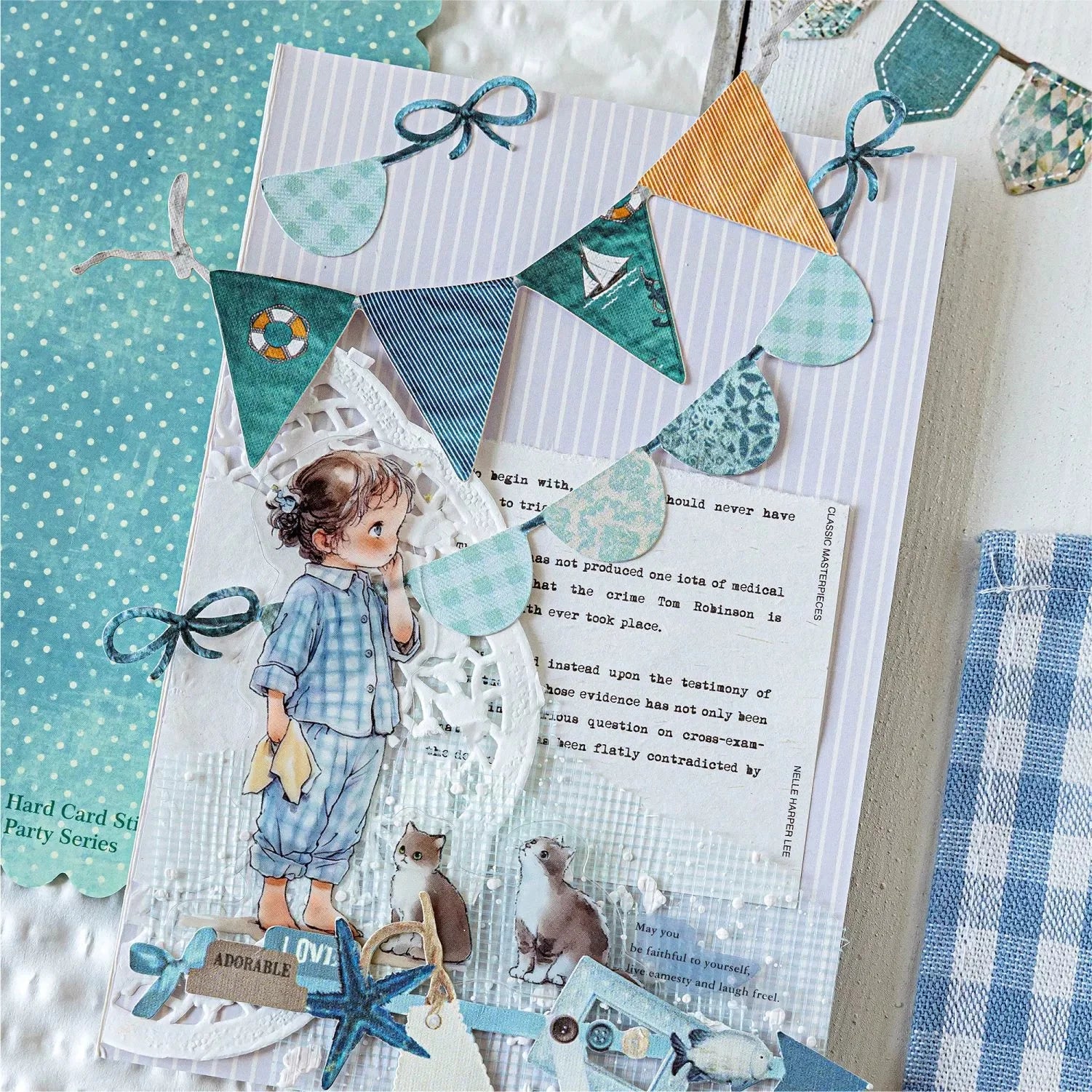 10 pcs/pack Handmade Party Series Vintage Festival Hollow Landscape Material Collage lifestyle view