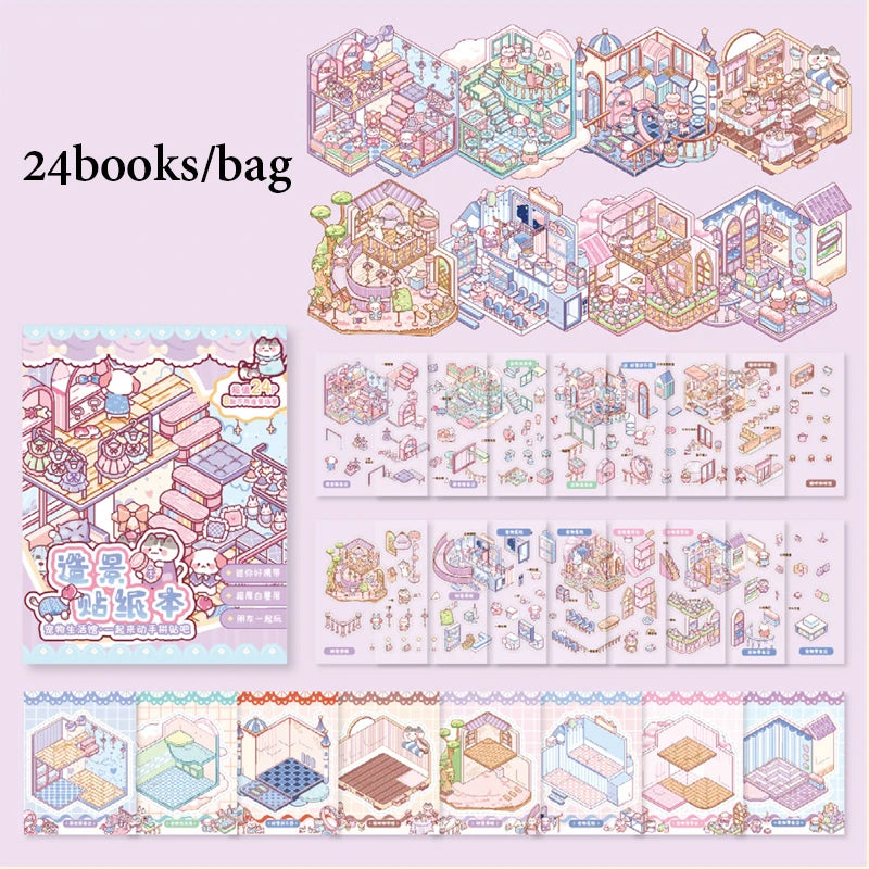 Mr.Paper 24Pcs/Book Zoo Class Goodnight Life Island Series Diorama Sticker Book Cute alternate view
