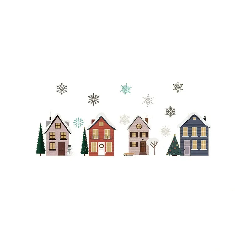 Christmas Houses Window Stickers | Removable Self-Adhesive Xmas Decorations for Hom additional angle