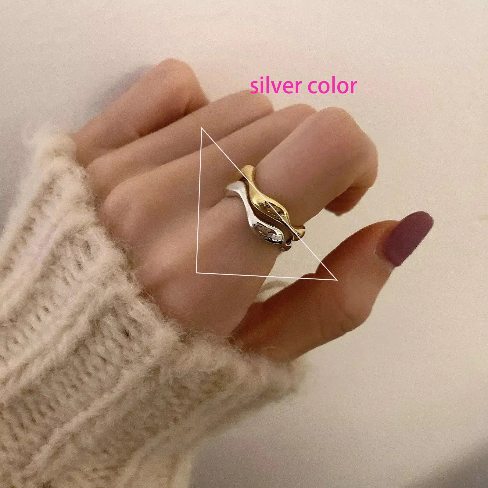 VENTFILLE 925 Sterling Silver Irregular Ring for Women Geometry Versatile Minimalism alternate view