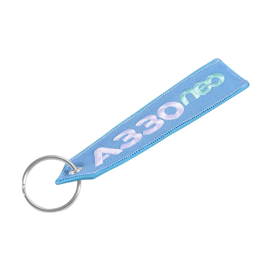 Airbus A330 NEO Keychain | Double-Sided Embroidery Aviation Gift close-up view