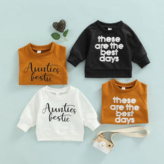 Baby Long Sleeve Letter Print Sweatshirt | Soft Cotton Blend Pullover for Girls