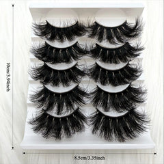 5 Pairs 3D Faux Mink Lashes Dramatic Volume Thick Lashes Fluffy Natural False Eyelashe close-up view