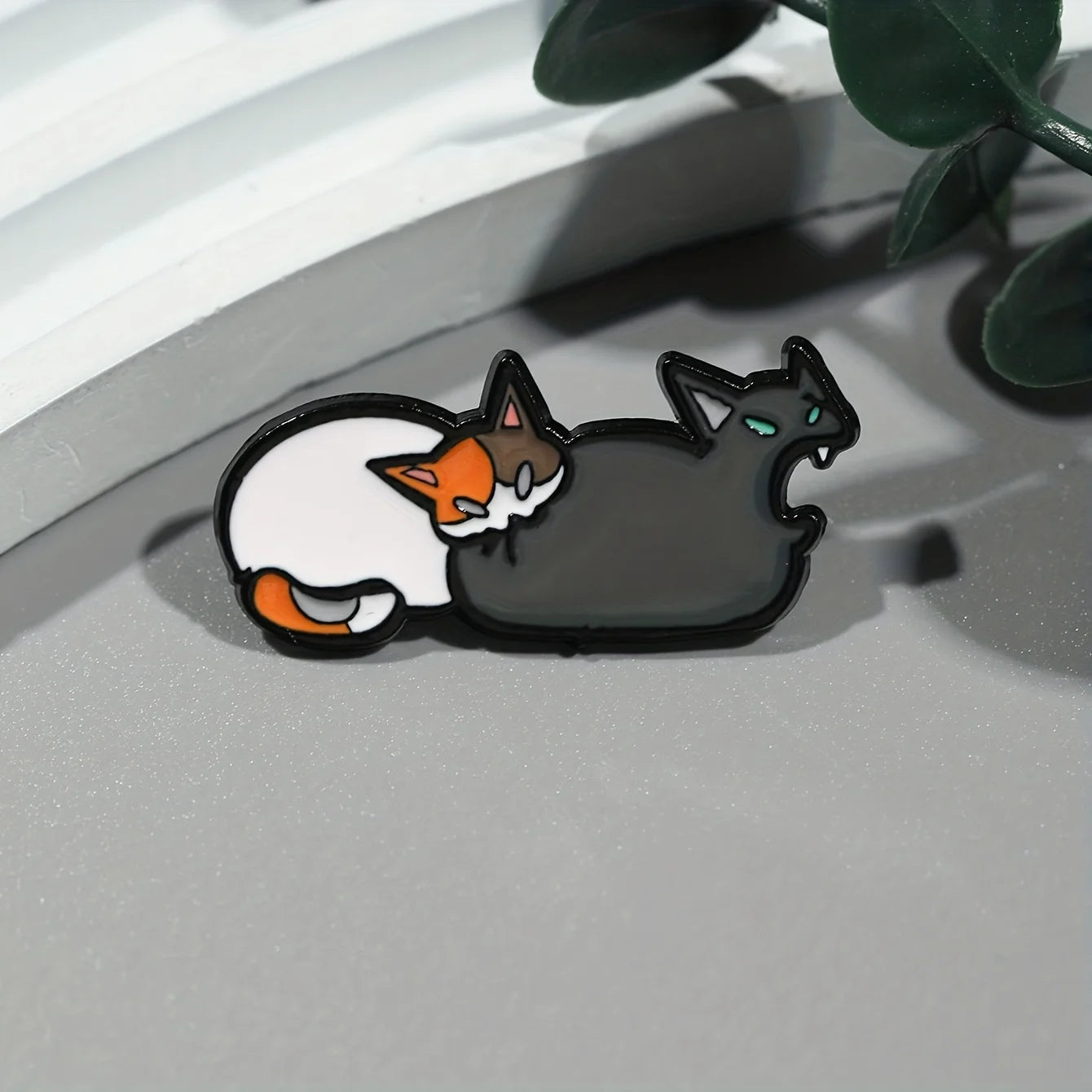 Mean Cat Enamel Brooch Pin - Cute Cat Design with Orange Ears, Durable Zinc Alloy, Perfect for Lapel Bag or Jewelry, Ideal Gift