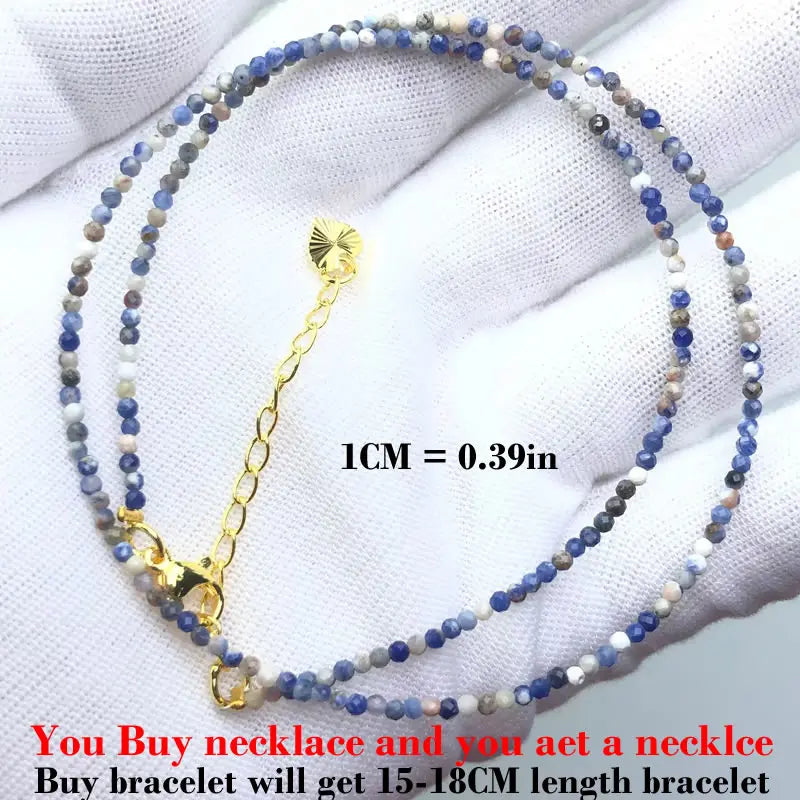Fashion Faceted 2mm Beads Necklace Mini Natural Stone Amethysts Quartzs Agat Choker M lifestyle view
