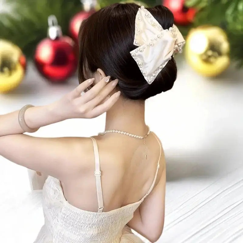 [E] Bow Hair Claw Clip Solid Color Black White Hair Shark Grab Clip Hair Style Tools Hair Accessories For Women Girl