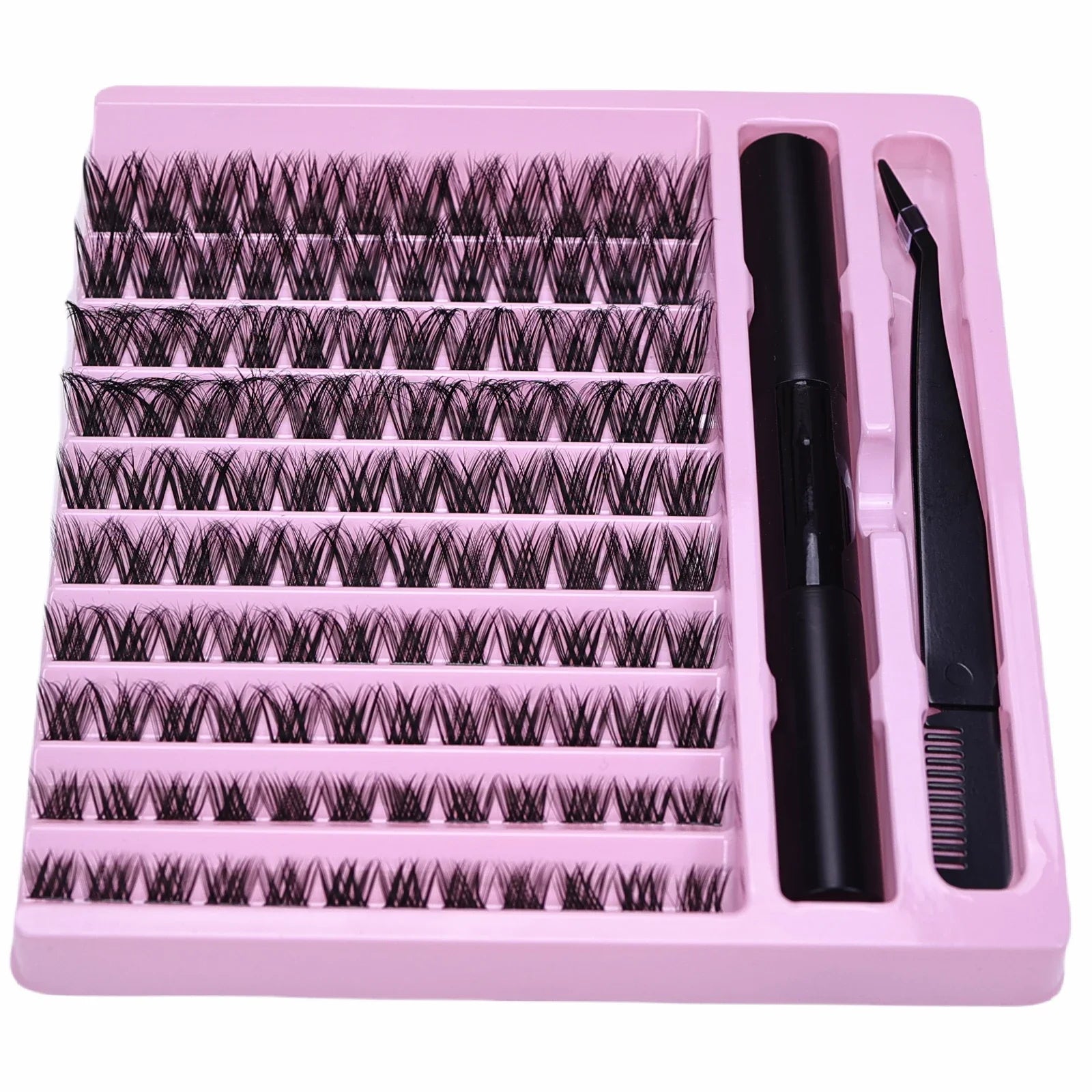 Wispy D Curl Cluster Lashes DIY Complete Kit with Bond & Tweezers Soft Natural Nude additional angle