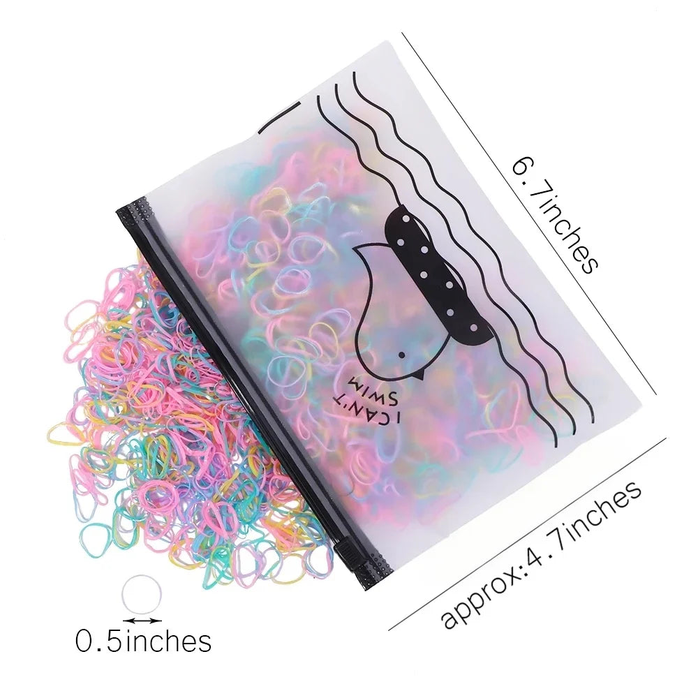 1000 Pcs/Bag Small Clear Rubber Band Black Holder Hair Ties Gum White Colorful Elasti alternate view