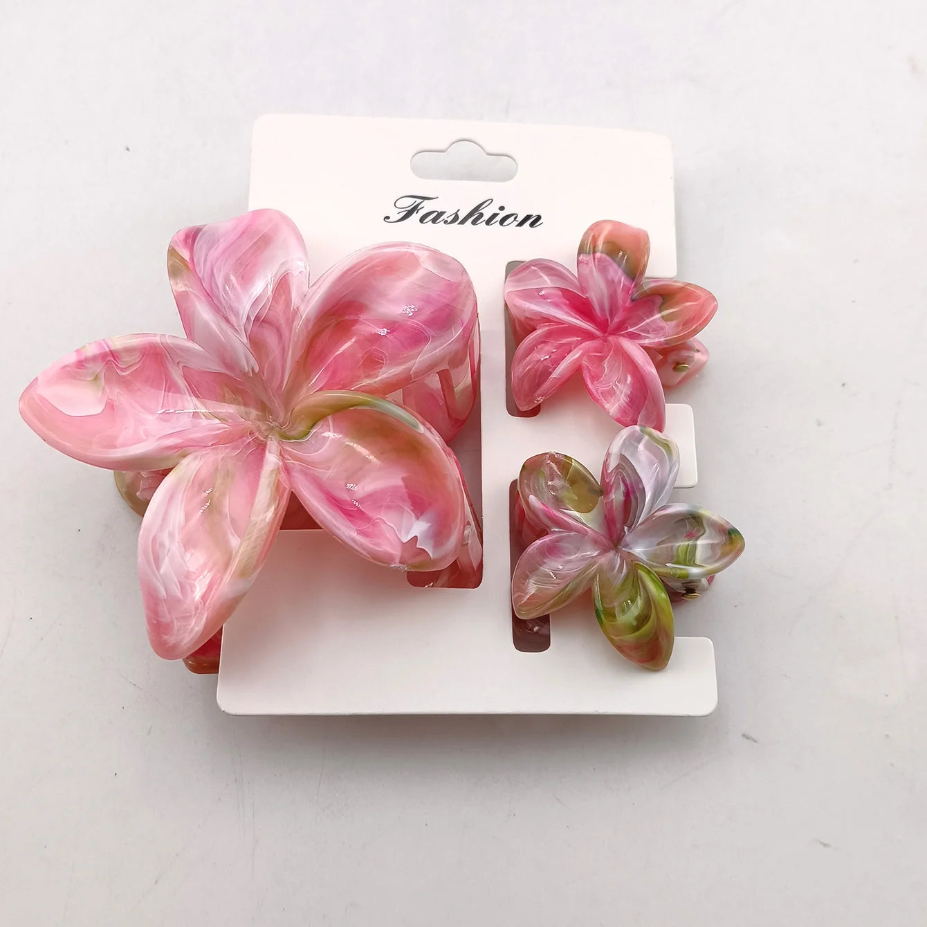 3/6/9/12PCS Hawaiian Gradient Flower Hair Claw Clip For Women Girl Fashion Plastic Non S detail view