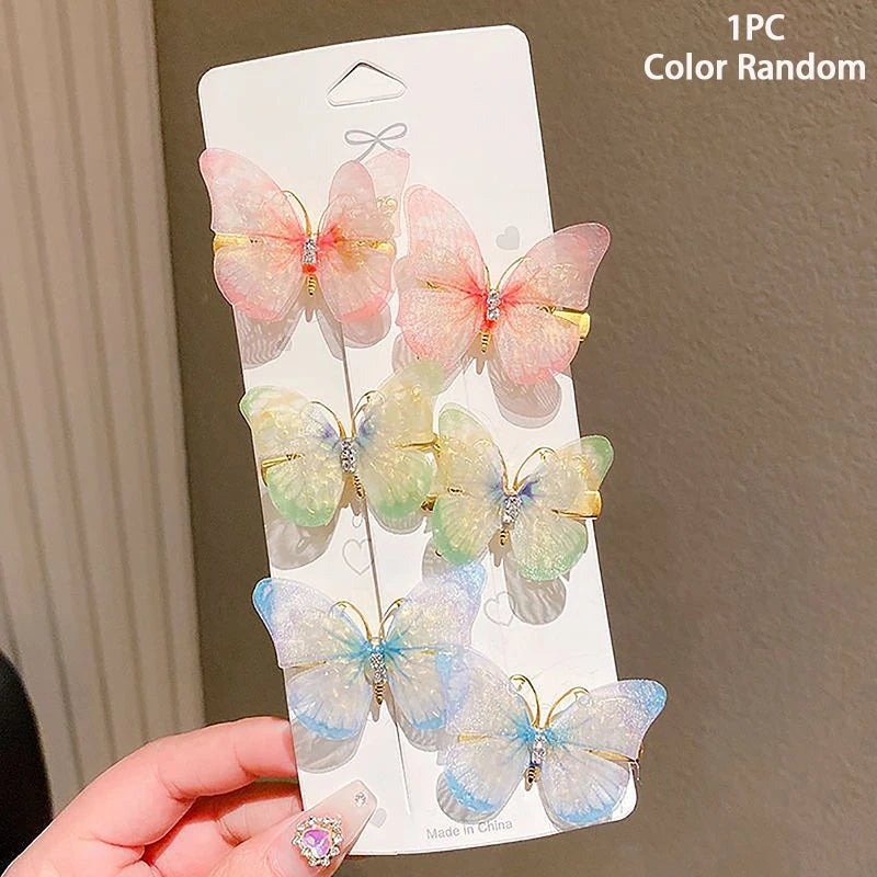 Random Colorful Butterfly Hairpins Girl Hair Clips Barrettes Women Sweet Hair Ornament Rainbow Headwear Fashion Hair Accessories