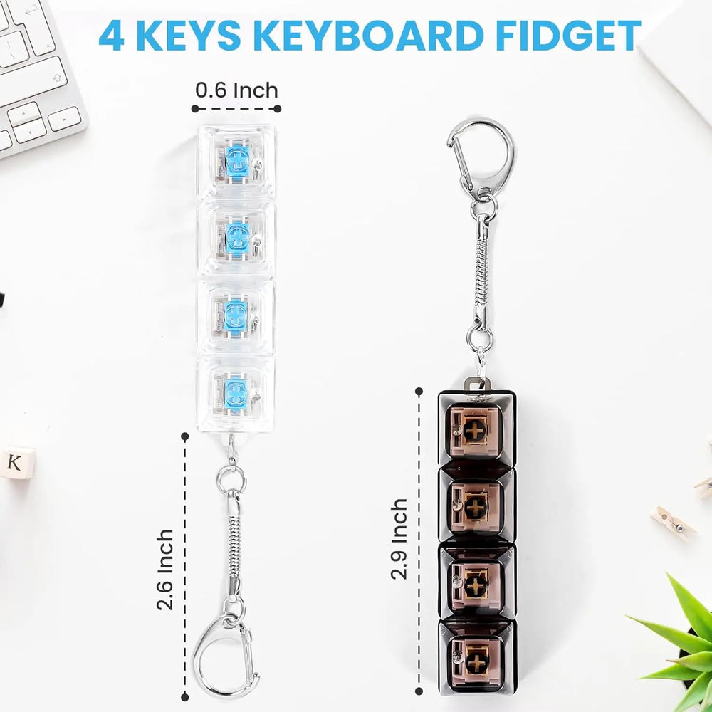 4/9 Keys LED Light Up Keychain Keyboard Clickable Button Fidget Stress Anxiety Reli additional angle