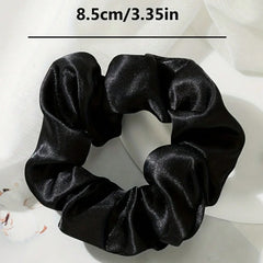 5pcs Retro Real Silk Large Scrunchies - Premium Hair Bands for Women, Suitable for To alternate view