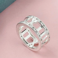 925 sterling silver Roman numeral AAA zircon ring, wedding ring for men and women, fashi detail view