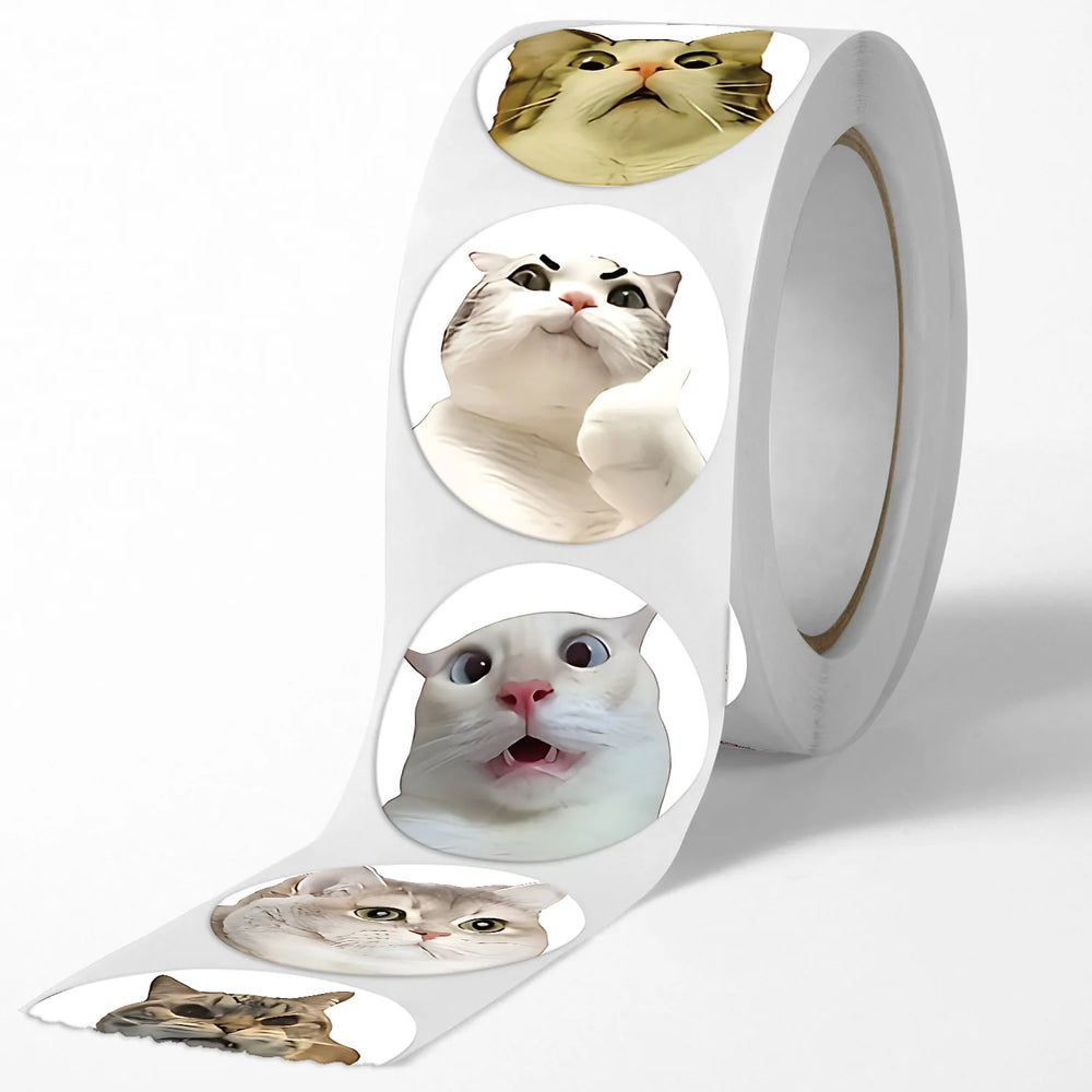 Funny Cat Meme Stickers for Kids | 100 or 500 Pack Teacher Reward Stickers detail view