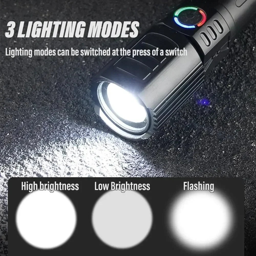 P50 LED Rechargeable Flashlight | 1600 Lumen Zoomable Torch close-up view