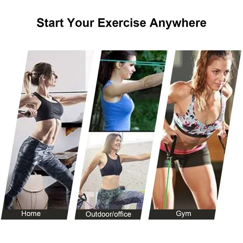 5 Level Resistance Band Set | Elastic Pull Rope with Handles for Home Strength Trainin close-up view