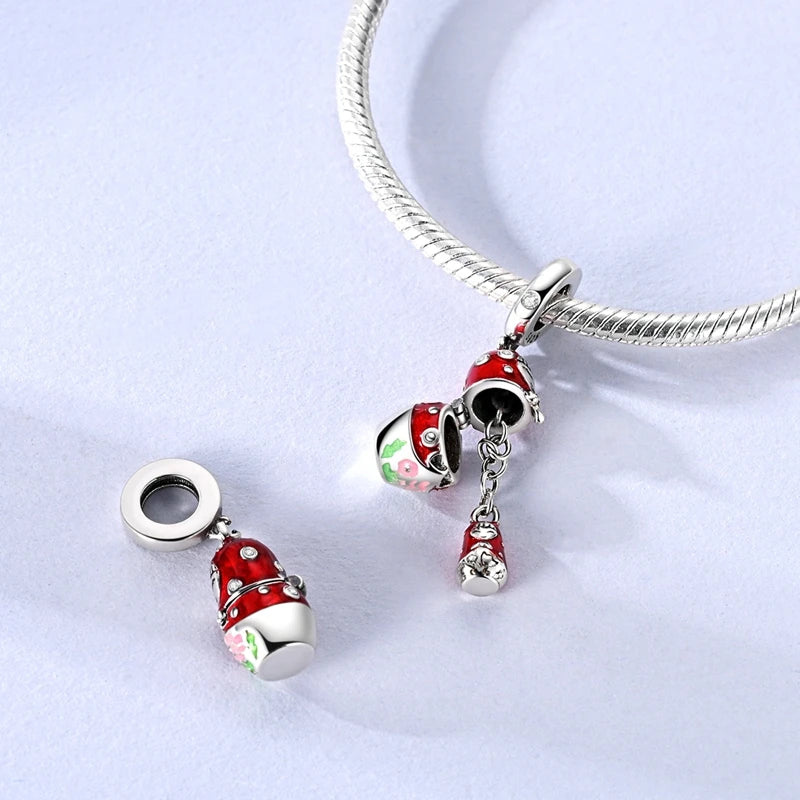 New 925 Sterling Silver Openable Charm Beads Matryoshka Mummy Easter Egg Whale Pend additional angle