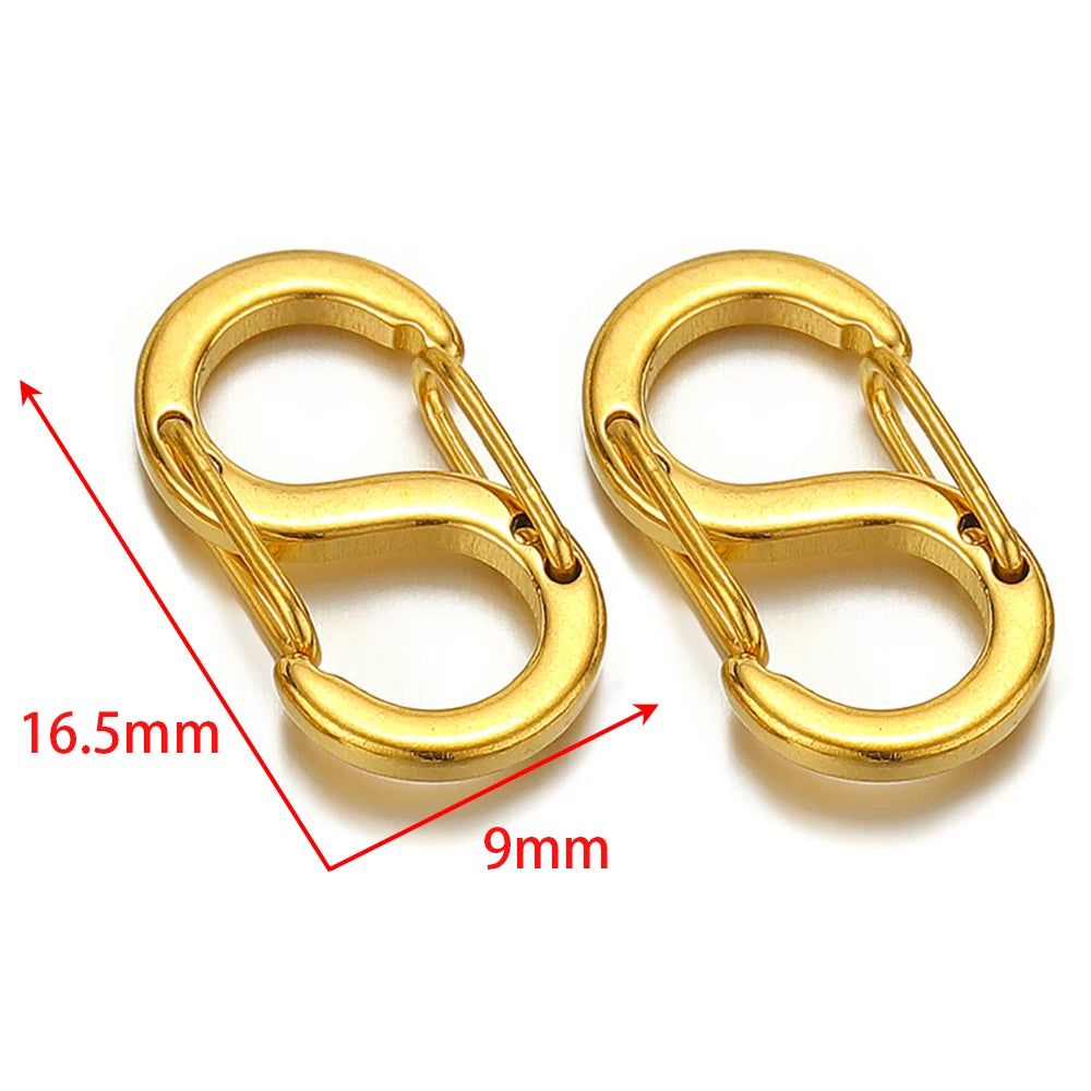 5Pcs Stainless Steel Chic Letter S Buckle 18k Gold Spring Lobster Clasps Necklace Hooks Bracelets Connectors DIY Jewelry Making