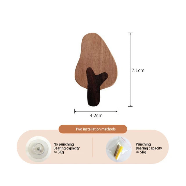 Wooden Animal Hook | Cute Wall Mounted Coat and Key Holder close-up view
