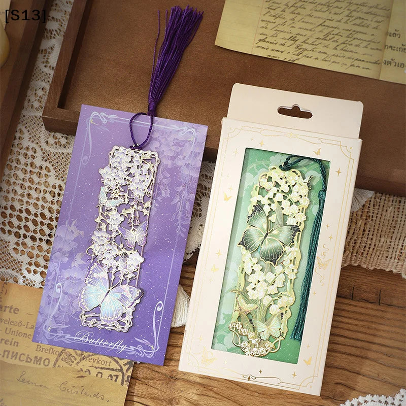 Chinese Style Tassel Hollow Butterfly Metal Bookmark Gift For Students Teachers Readin close-up view