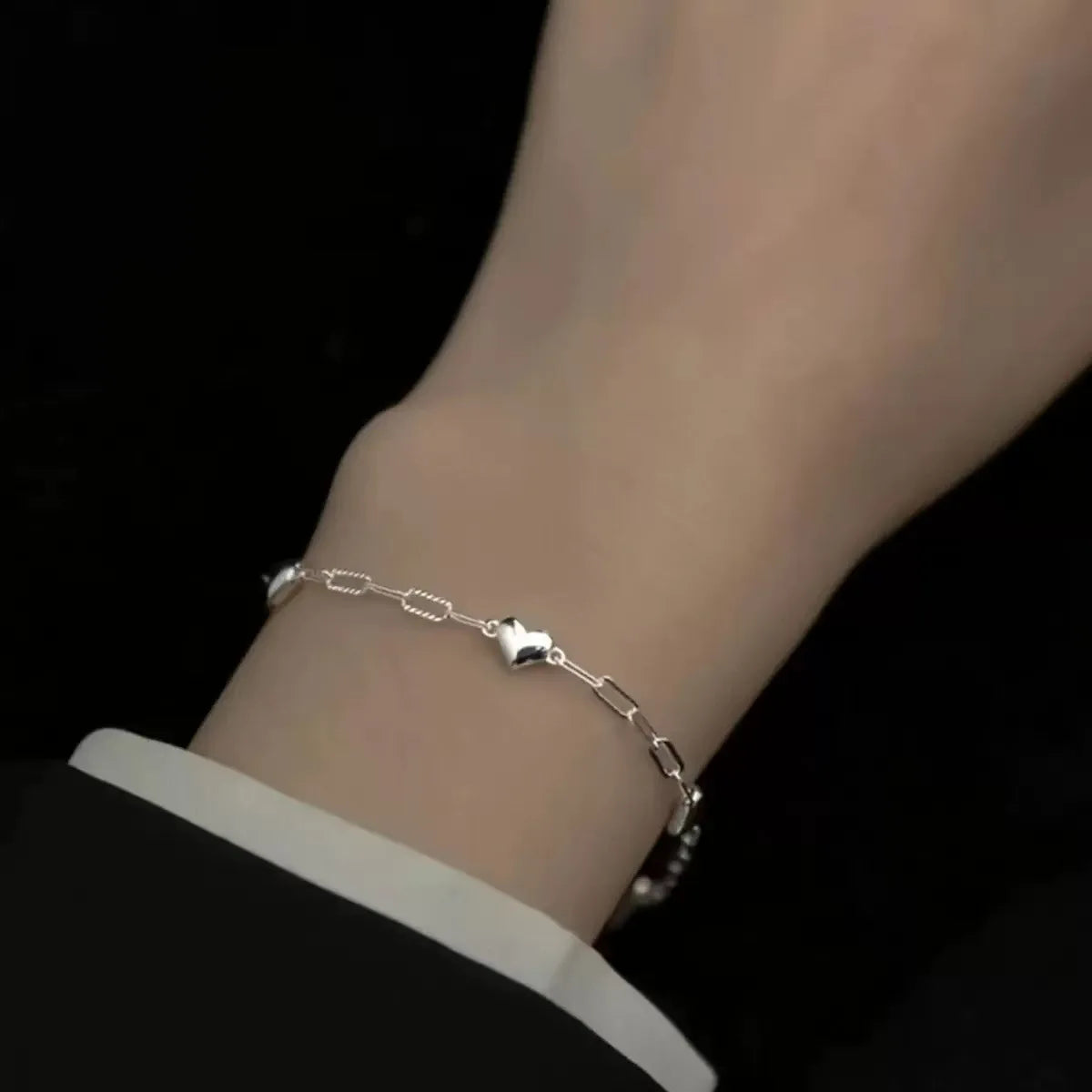 925 Sterling Silver Bracelet | Adjustable Love Heart Charm Jewelry for Women alternate view