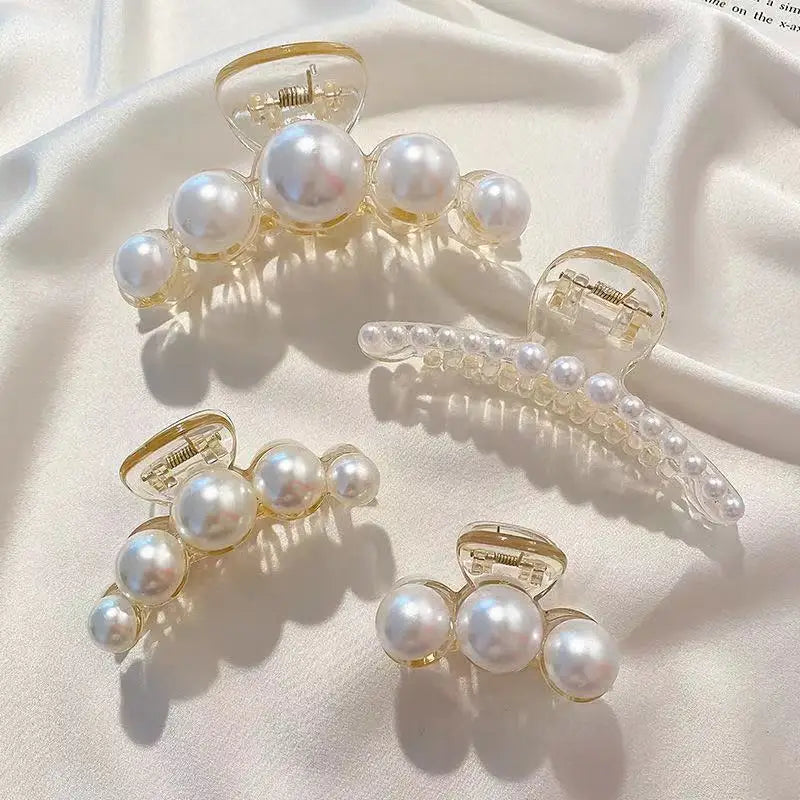 Simulated Pearl Hair Claws for Women Korean Acrylic Hair Clips Girls Large Size Bar additional angle