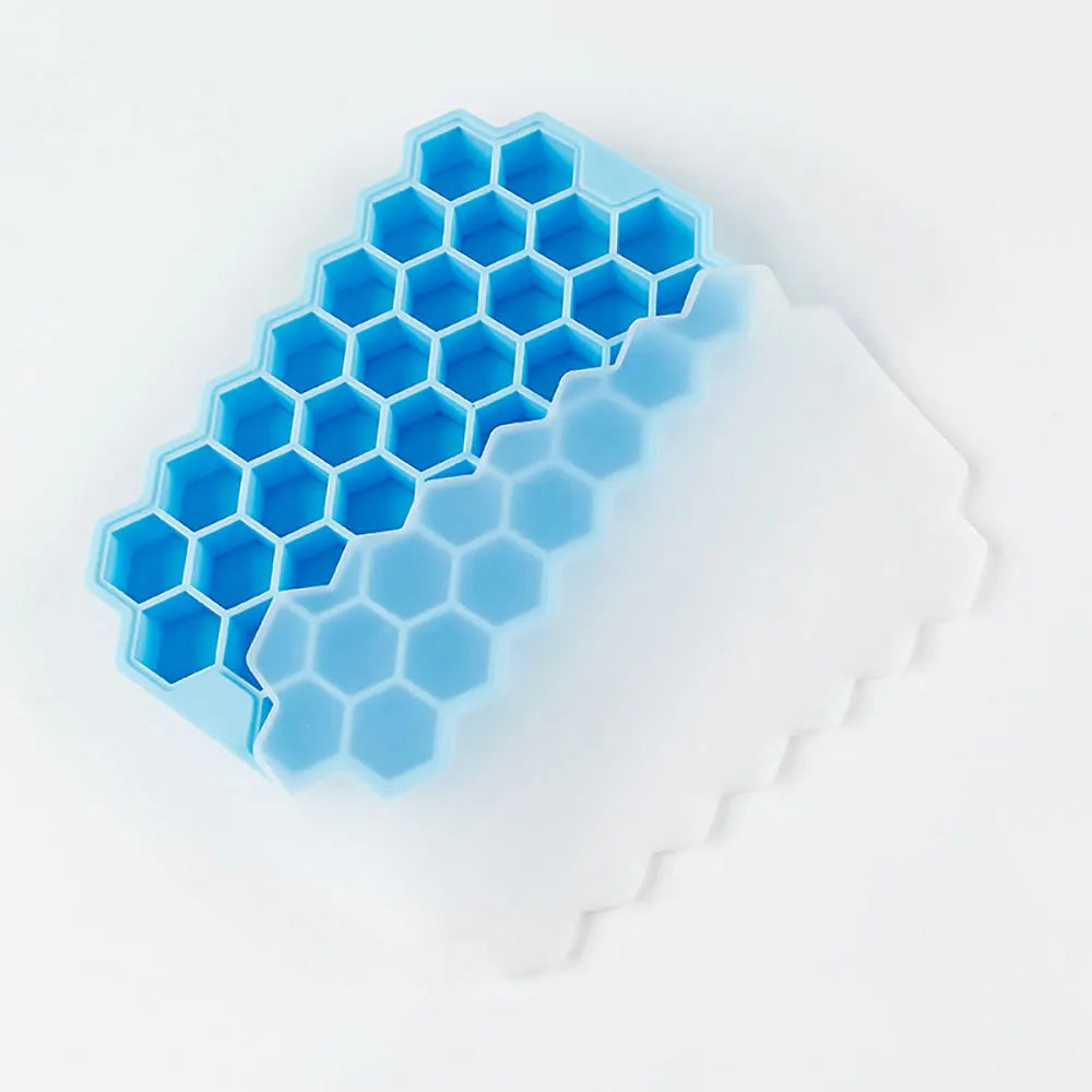 37 Grids Honeycomb Ice Cube Silicone Mold with Lid | Flexible Silicone Ice Tray for D alternate view