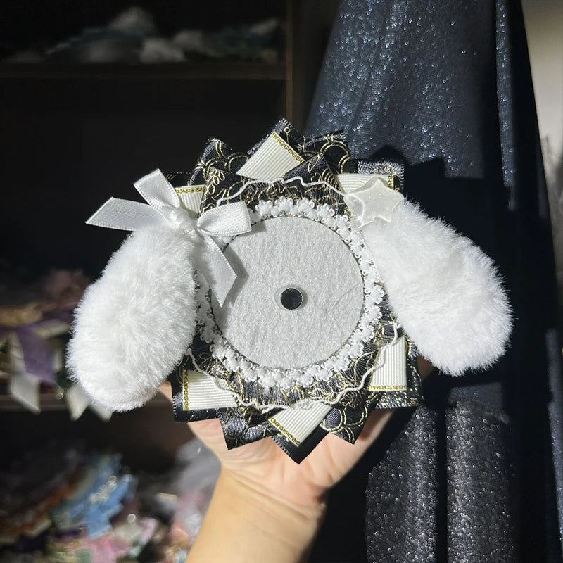 Cute Lolita Badge Base Tray with Cat Ear Handmade Badge Holders for Itabag Ornament Deco detail view
