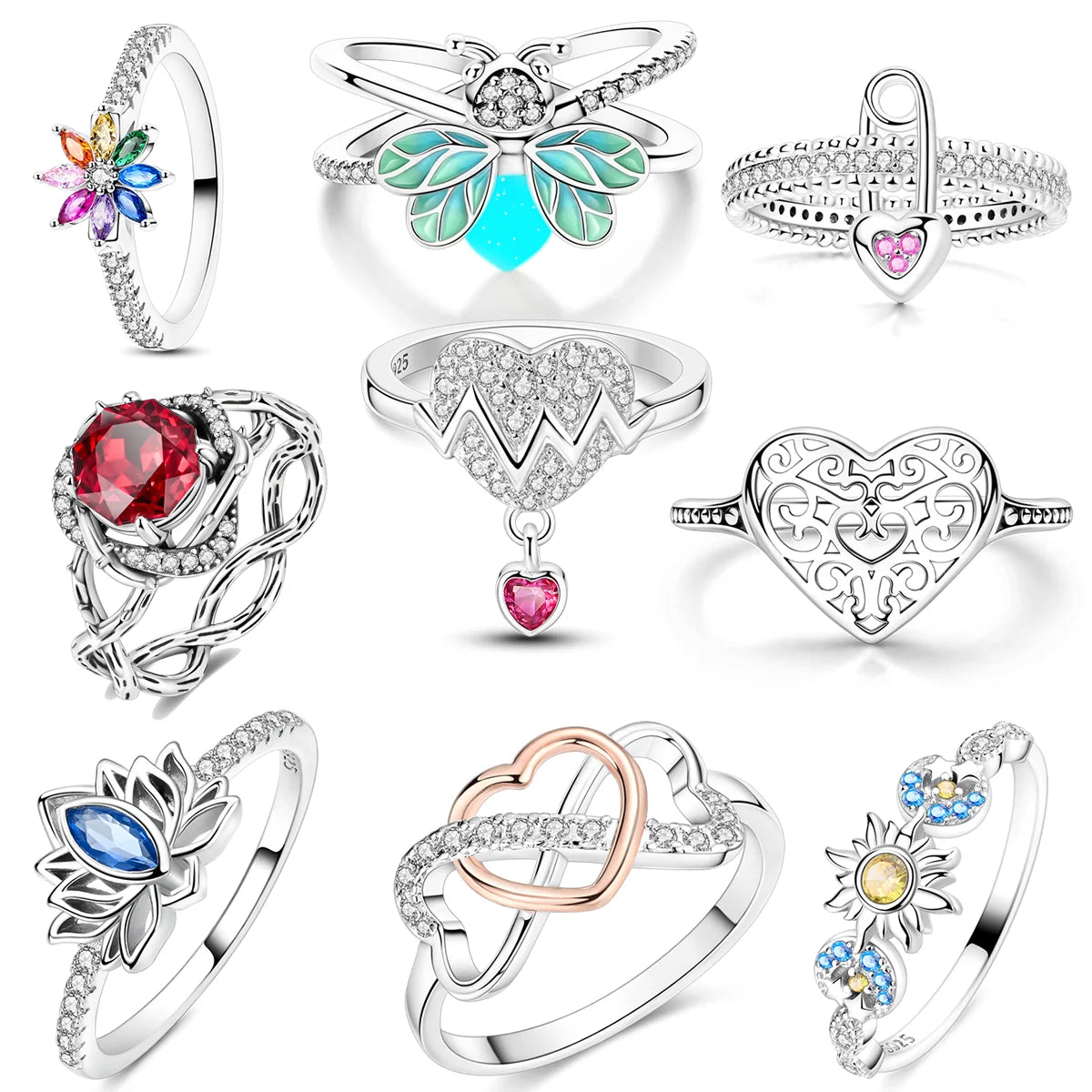 Daisy 925 Sterling Silver Wedding Ring | Sparkling Zircon Engagement Jewelry alternate view