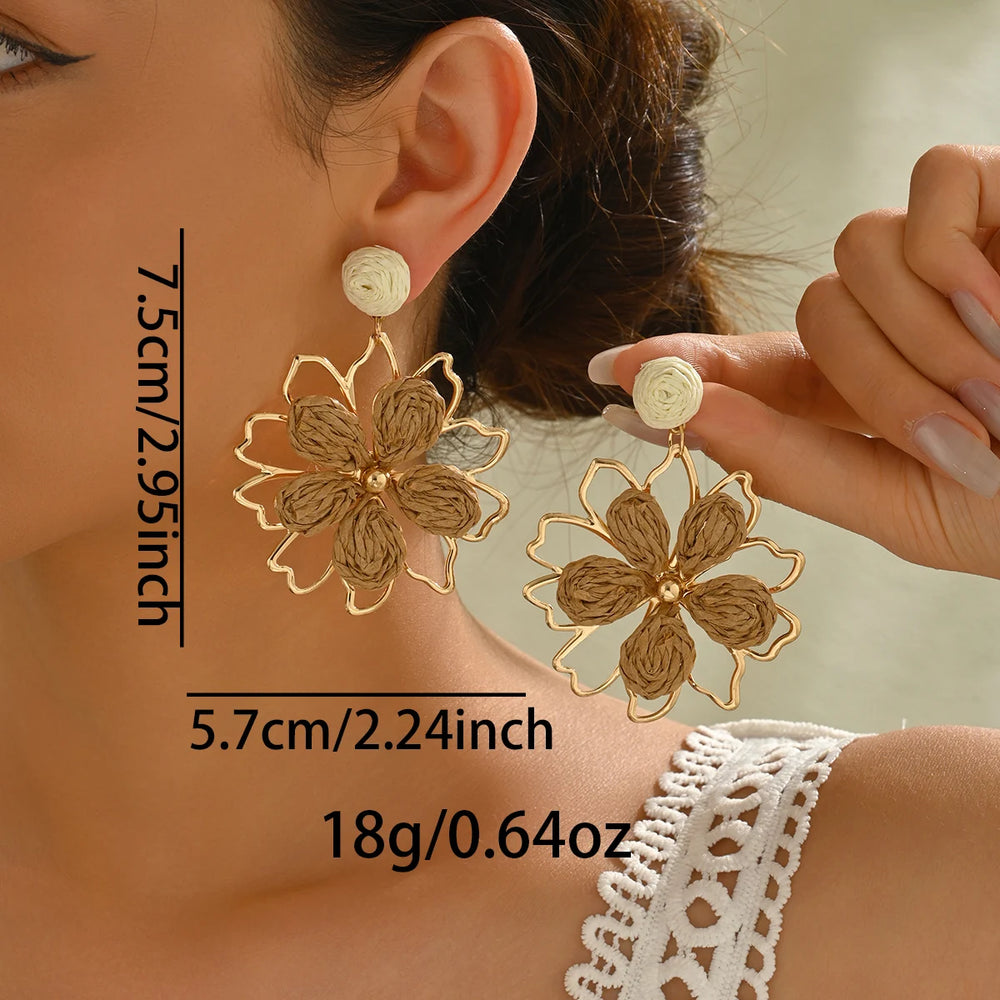 Bohemian Flower Drop Earrings | Handmade Summer Jewelry for Women detail view