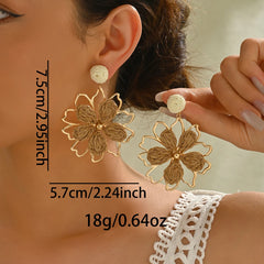 Bohemian Flower Drop Earrings | Handmade Summer Jewelry for Women detail view