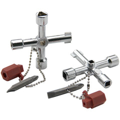 4in1 Silver Key Wrench Set | Electrical Elevator Control Cabinet Valve Inner Triangle close-up view