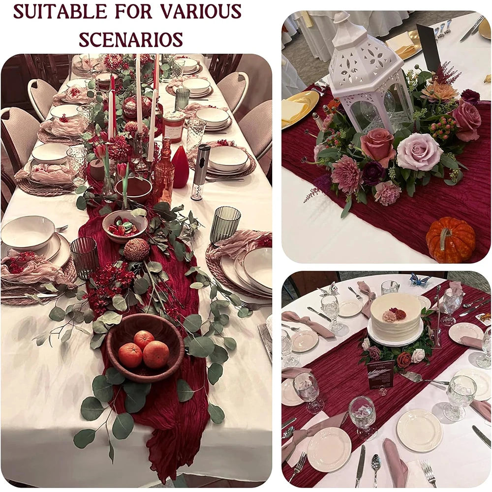 Table Runner Cheesecloth Gauze Rustic Boho Cheese Cloth Wedding Bridal Shower Birth additional angle