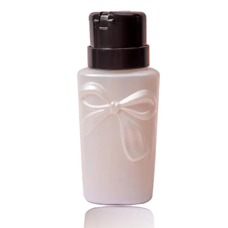 Push Down Plastic Bow Pump Dispenser Bottle | Refillable Nail Polish & Makeup Remover Co detail view